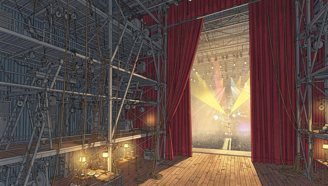 flux pro 2.0 A grand theater viewed from backstage showing the elaborate mechanical scaffoldi 6