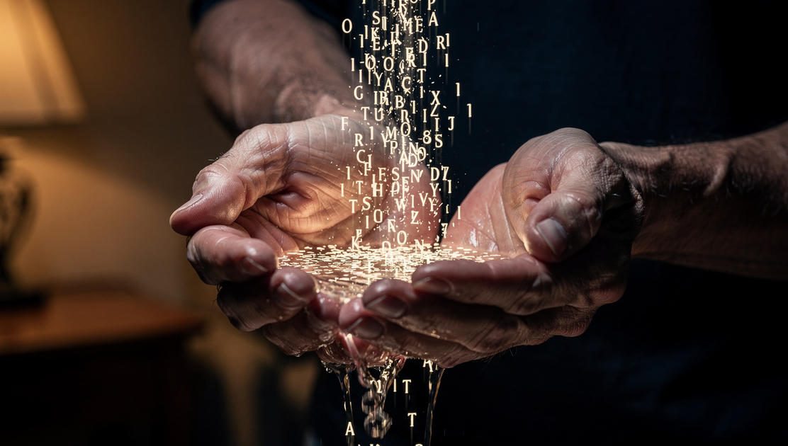 flux pro 2.0 A pair of weathered hands cupped together holding what appears to be luminous wa 0